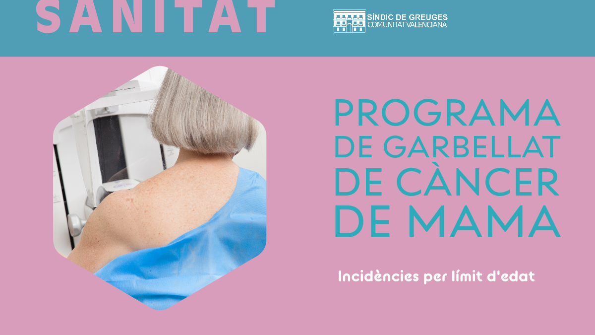 El SEl Síndic demana a Sanitat que incloga en els programes de garbellat de càncer de mama a totes les dones, sense excepció, entre 45 i 74 anys
