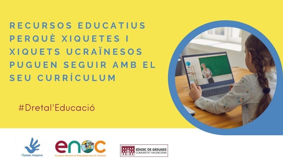 Guia de recursos en línia perquè xiquetes i xiquets ucraïnesos puguen seguir amb el seu currículum educatiu