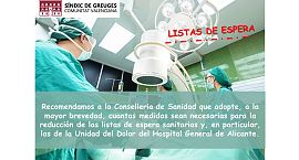 Listas de espera en la Unidad del Dolor del Hospital General de Alicante