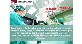 Llistes d’espera en la Unitat del Dolor de l’Hospital General d’Alacant