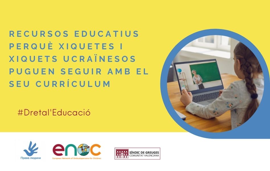 Guia de recursos en línia perquè xiquetes i xiquets ucraïnesos puguen seguir amb el seu currículum educatiu